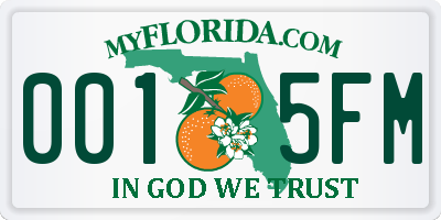 FL license plate 0015FM