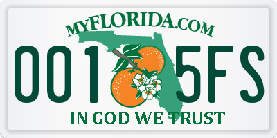FL license plate 0015FS