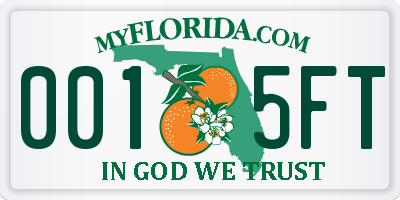 FL license plate 0015FT