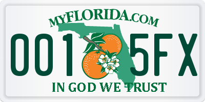 FL license plate 0015FX