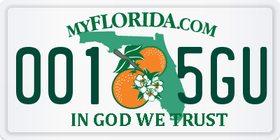 FL license plate 0015GU