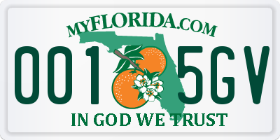 FL license plate 0015GV