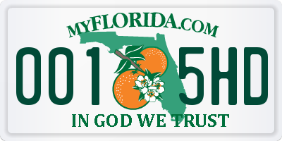 FL license plate 0015HD