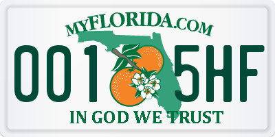 FL license plate 0015HF