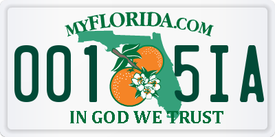FL license plate 0015IA