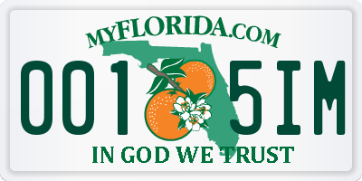FL license plate 0015IM