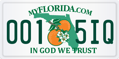 FL license plate 0015IQ