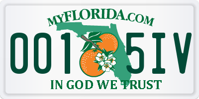 FL license plate 0015IV