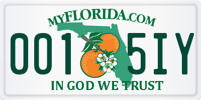 FL license plate 0015IY