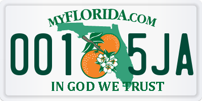 FL license plate 0015JA