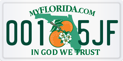 FL license plate 0015JF