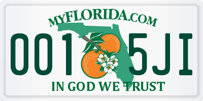 FL license plate 0015JI