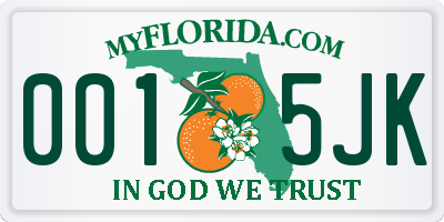FL license plate 0015JK