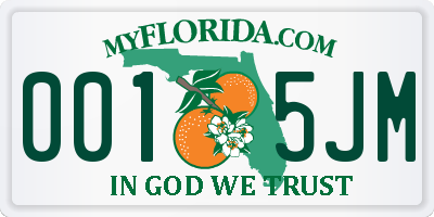 FL license plate 0015JM
