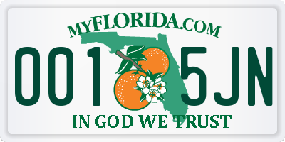 FL license plate 0015JN