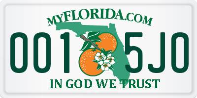 FL license plate 0015JO