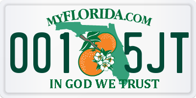 FL license plate 0015JT