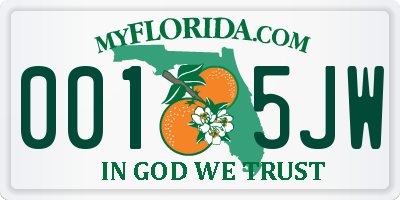 FL license plate 0015JW