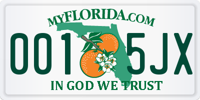 FL license plate 0015JX