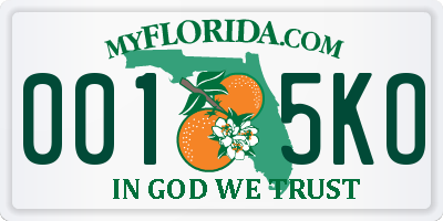 FL license plate 0015KO