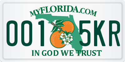 FL license plate 0015KR