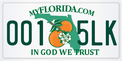 FL license plate 0015LK