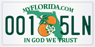 FL license plate 0015LN