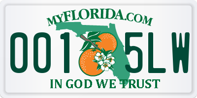 FL license plate 0015LW