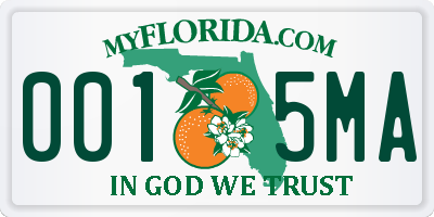 FL license plate 0015MA