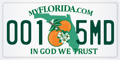 FL license plate 0015MD