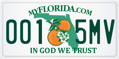 FL license plate 0015MV