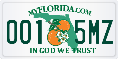 FL license plate 0015MZ