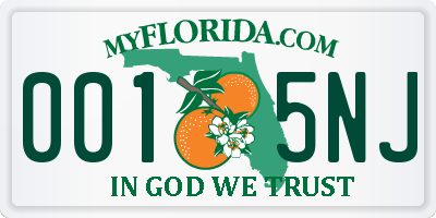 FL license plate 0015NJ
