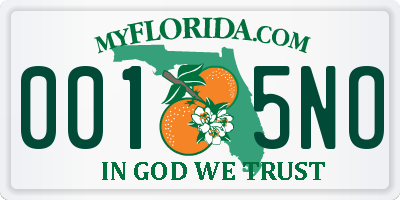 FL license plate 0015NO