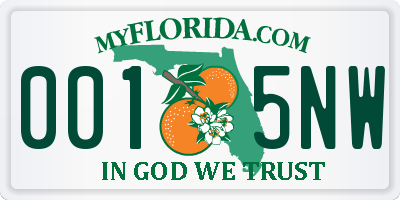 FL license plate 0015NW