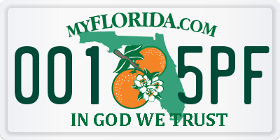 FL license plate 0015PF