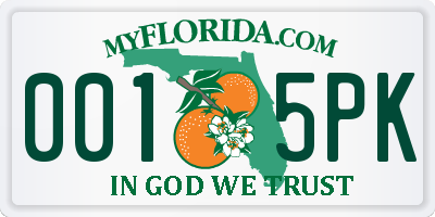 FL license plate 0015PK