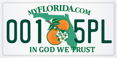 FL license plate 0015PL