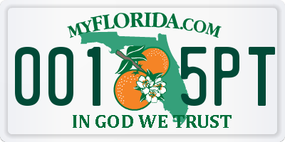 FL license plate 0015PT