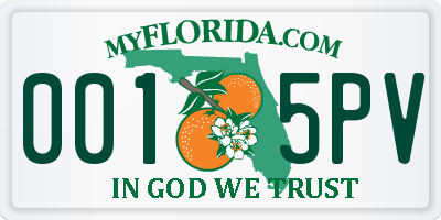 FL license plate 0015PV