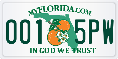 FL license plate 0015PW