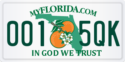 FL license plate 0015QK