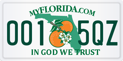 FL license plate 0015QZ