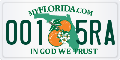 FL license plate 0015RA