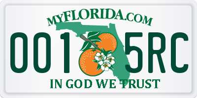 FL license plate 0015RC