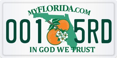 FL license plate 0015RD