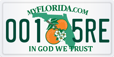 FL license plate 0015RE