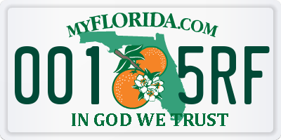 FL license plate 0015RF