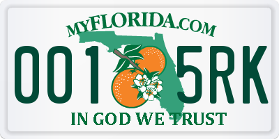 FL license plate 0015RK