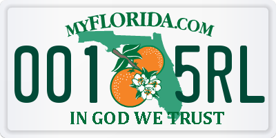 FL license plate 0015RL
